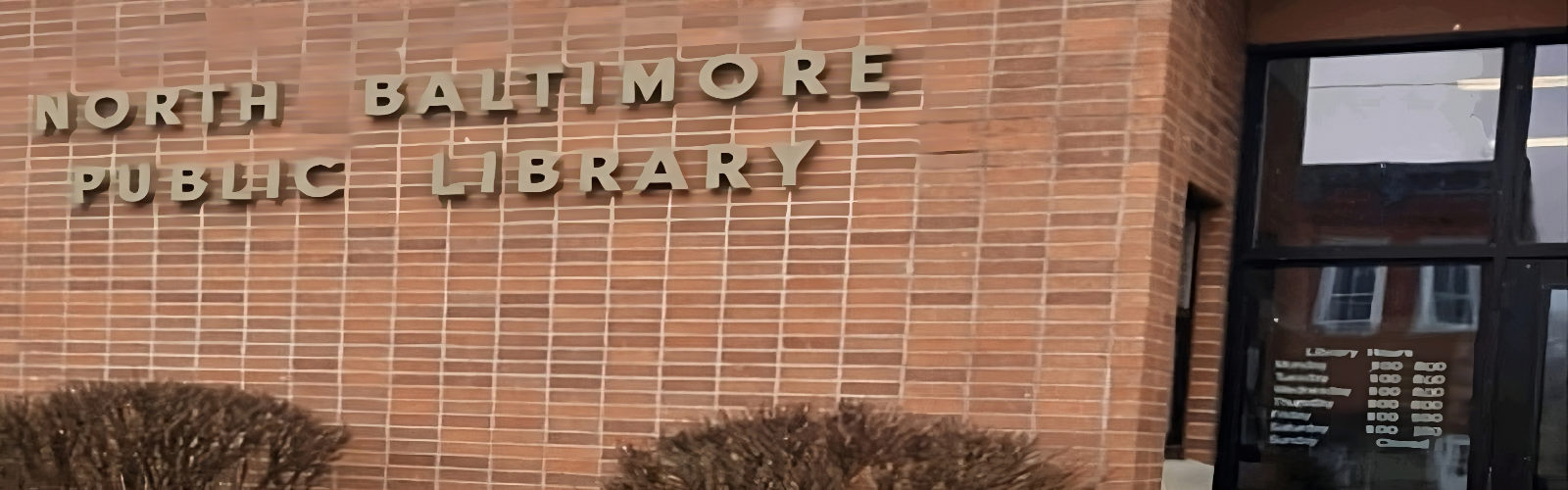 Partial view of the front of the North Baltimore Public Library