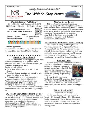 Front page of NBPL January Newsletter