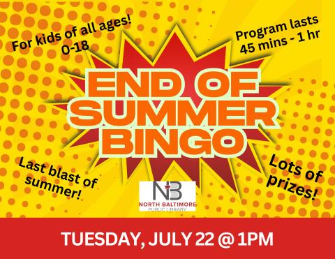 end of summer bingo