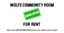 Wolfe Community Room Now Open for Rent
