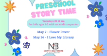 preschool story time, Tuesdays at 11am