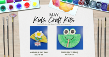 kids craft kits available for pick up at the Children's desk