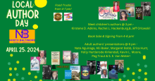 Local author day list of authors, food trucks and signings.